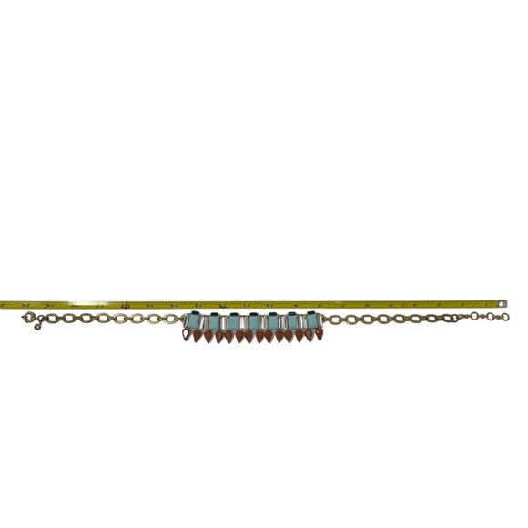 Vintage J. Crew Aqua Bronze Striking Combination Statement Crystal Necklace - Picture 12 of 12